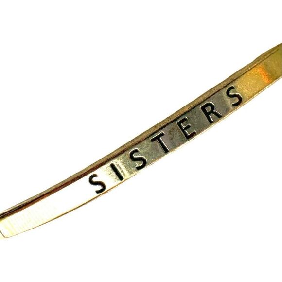 Silver tone sisters bangle bracelet - Picture 2 of 7